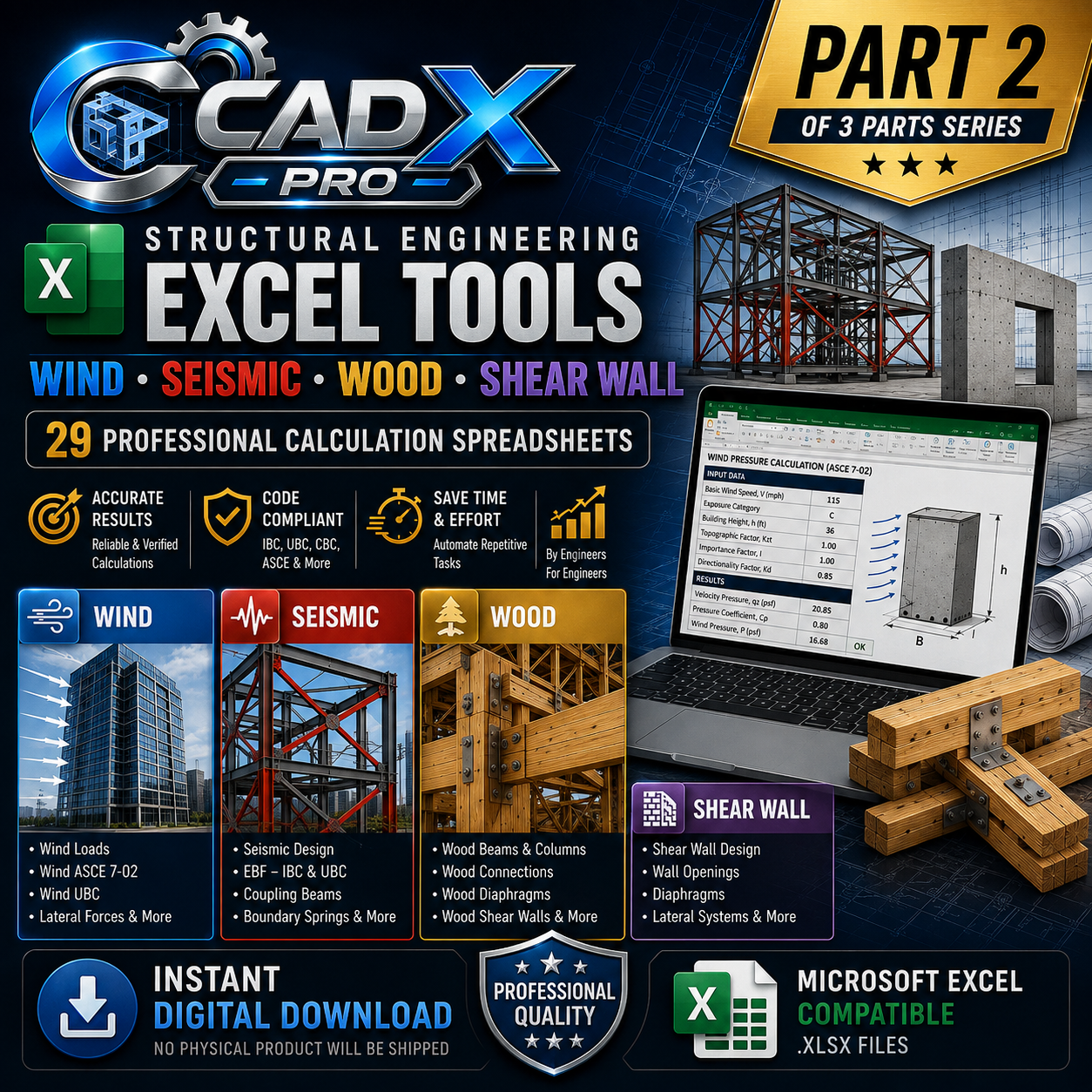 29 Structural Engineering Excel Spreadsheets – Wind, Seismic, Shear Wall & Wood Design | Part 2