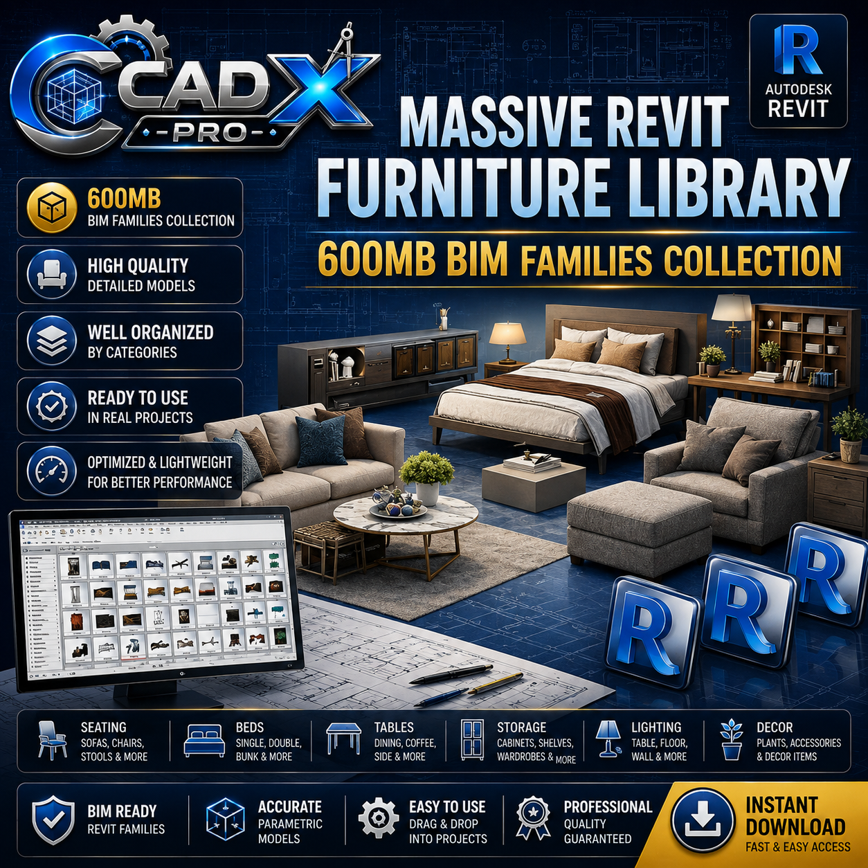 Massive Revit Furniture Library – 600MB BIM Families Collection 2025 version