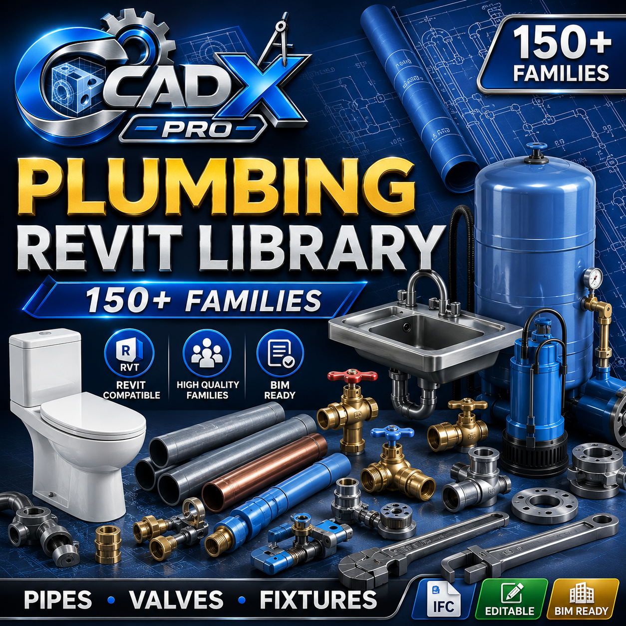 Massive Plumbing Revit Library-1500MB Families collection  Sanitary & Water Supply Families  Pipes, Fixtures, Valves, Pumps