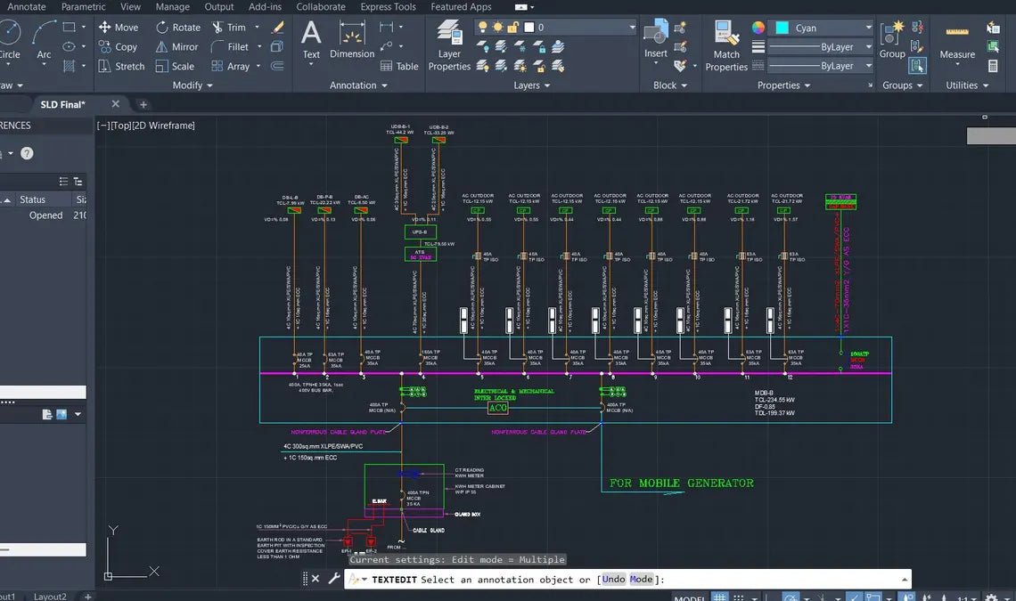 Electrical SLD AutoCAD Drawing – Single Line Diagram DWG | Power Distribution Plan