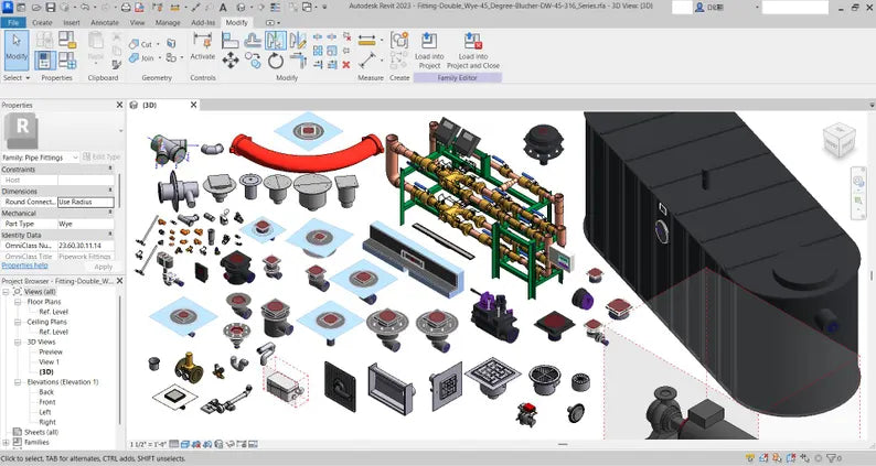 Massive Plumbing Revit Library-1500MB Families collection  Sanitary & Water Supply Families  Pipes, Fixtures, Valves, Pumps