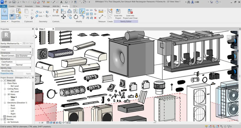 Revit HVAC Library - 1000MB Families collection  Air Conditioning & Ventilation Families  Ducts, Diffusers, Ahu, FCU