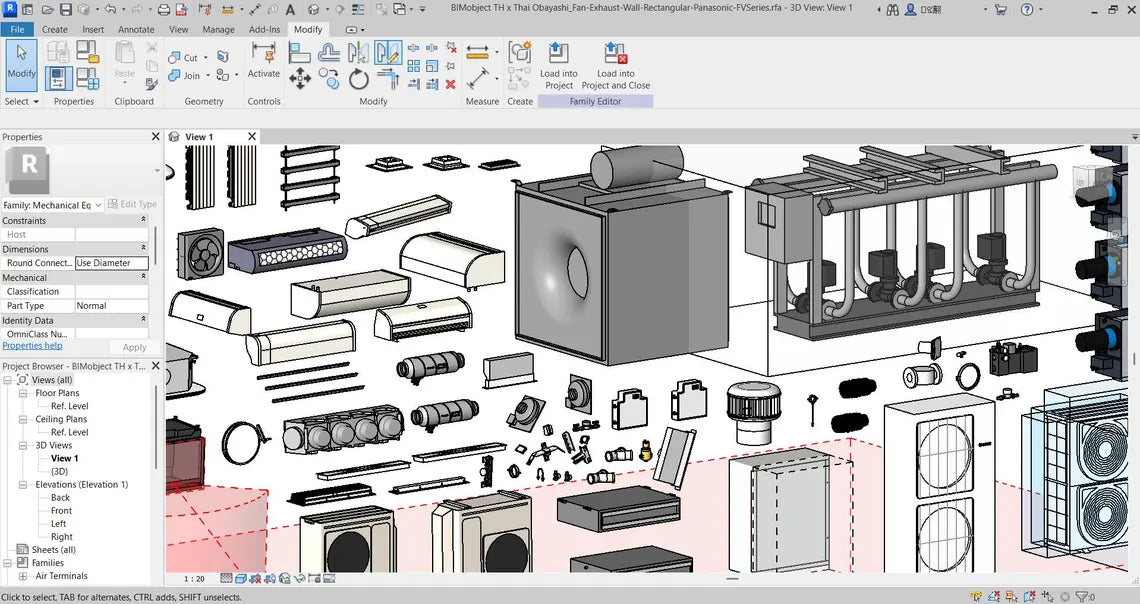 Revit HVAC Library - 1000MB Families collection  Air Conditioning & Ventilation Families  Ducts, Diffusers, Ahu, FCU