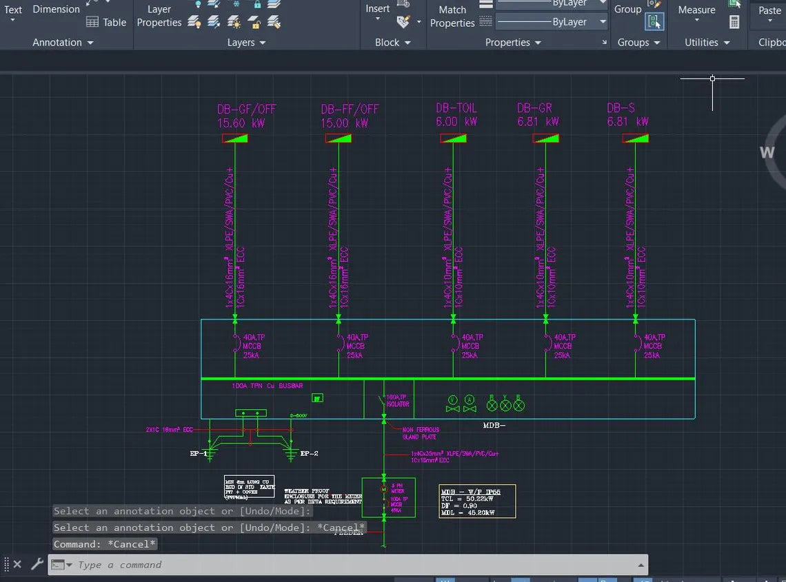 Electrical SLD AutoCAD Drawing – Single Line Diagram DWG | Power Distribution Plan