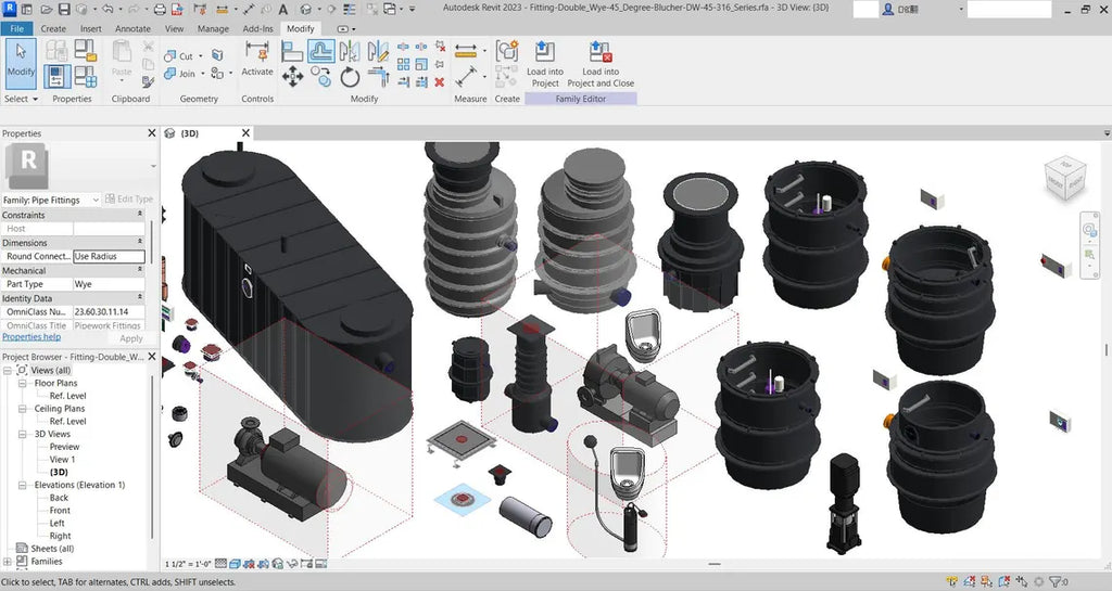 Massive Plumbing Revit Library-1500MB Families collection  Sanitary & Water Supply Families  Pipes, Fixtures, Valves, Pumps