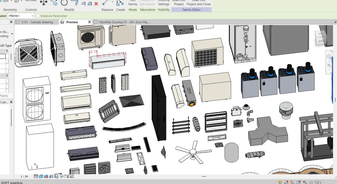 Revit HVAC Library - 1000MB Families collection  Air Conditioning & Ventilation Families  Ducts, Diffusers, Ahu, FCU