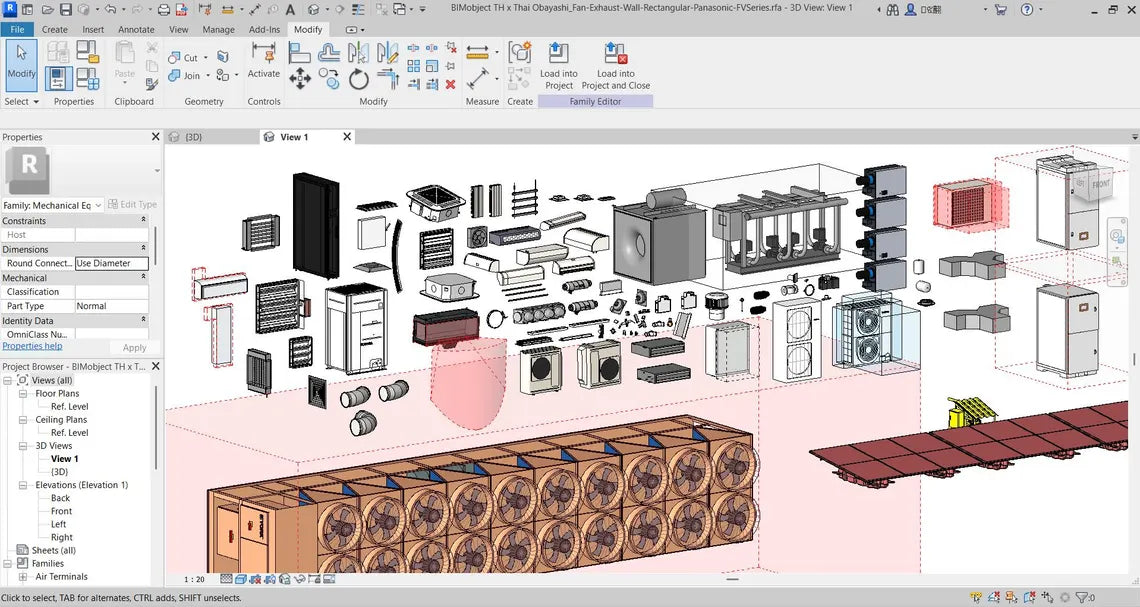 Revit HVAC Library - 1000MB Families collection  Air Conditioning & Ventilation Families  Ducts, Diffusers, Ahu, FCU