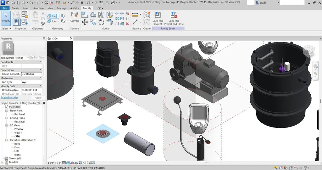 Massive Plumbing Revit Library-1500MB Families collection  Sanitary & Water Supply Families  Pipes, Fixtures, Valves, Pumps