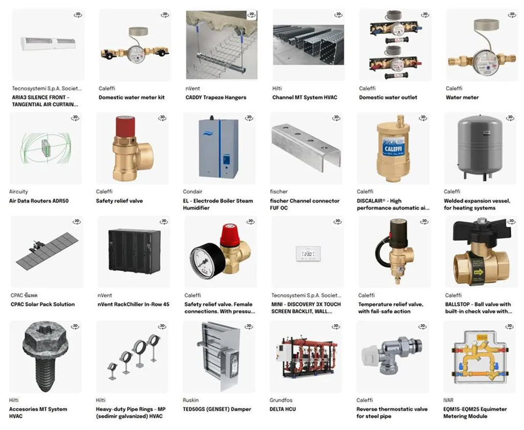 Revit HVAC Library - 1000MB Families collection  Air Conditioning & Ventilation Families  Ducts, Diffusers, Ahu, FCU