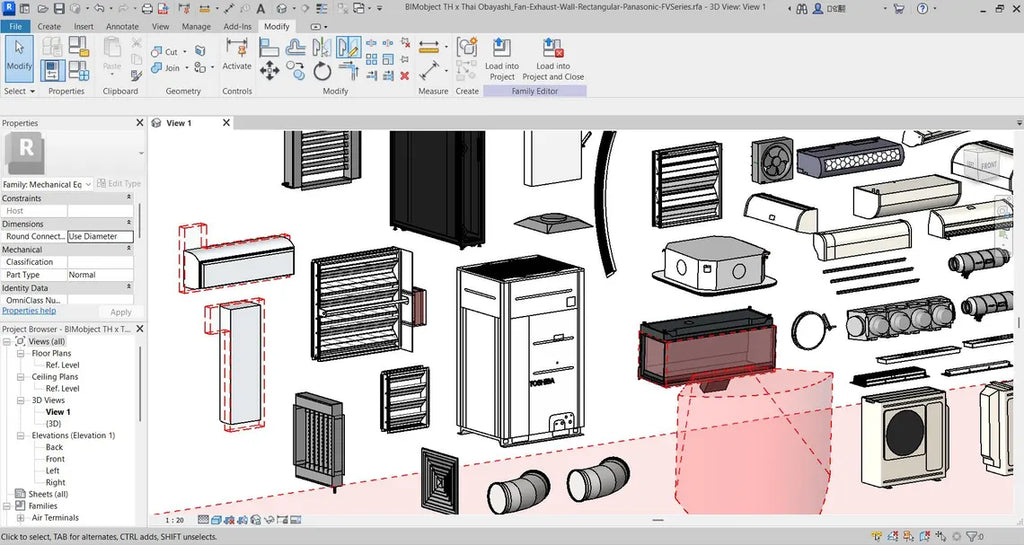 Revit HVAC Library - 1000MB Families collection  Air Conditioning & Ventilation Families  Ducts, Diffusers, Ahu, FCU