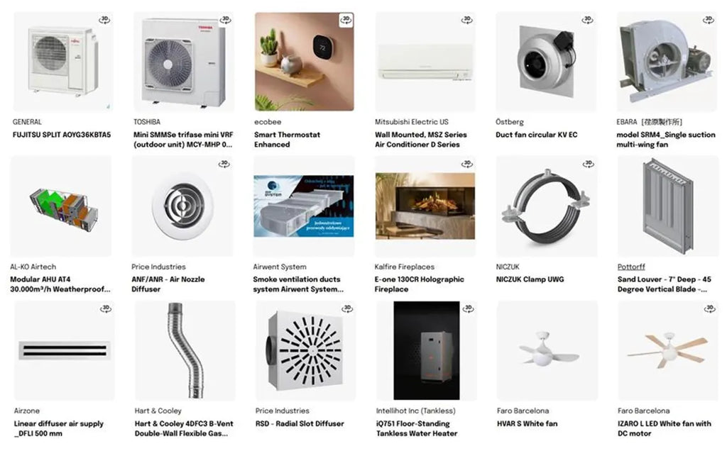 Revit HVAC Library - 1000MB Families collection  Air Conditioning & Ventilation Families  Ducts, Diffusers, Ahu, FCU