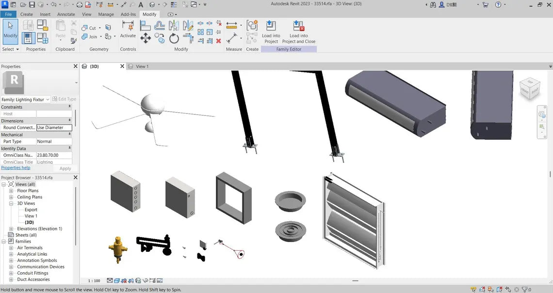 Revit HVAC Library - 1000MB Families collection  Air Conditioning & Ventilation Families  Ducts, Diffusers, Ahu, FCU