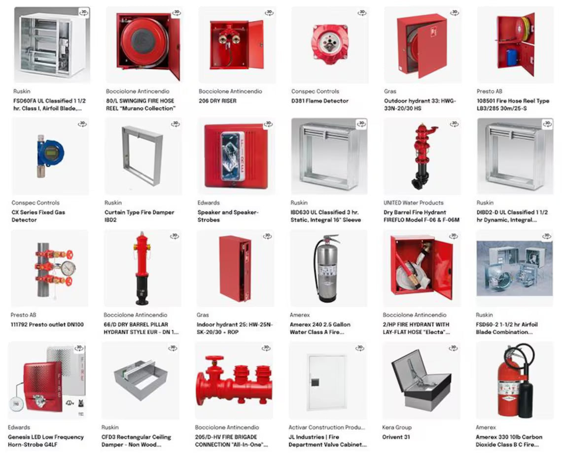 Firefighting Fire Alarm Revit BIM Library  Sprinklers, Hydrants, Detectors (Download)