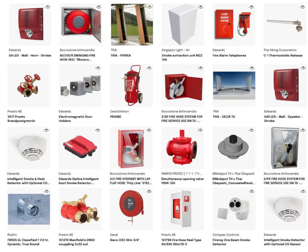 Firefighting Fire Alarm Revit BIM Library  Sprinklers, Hydrants, Detectors (Download)