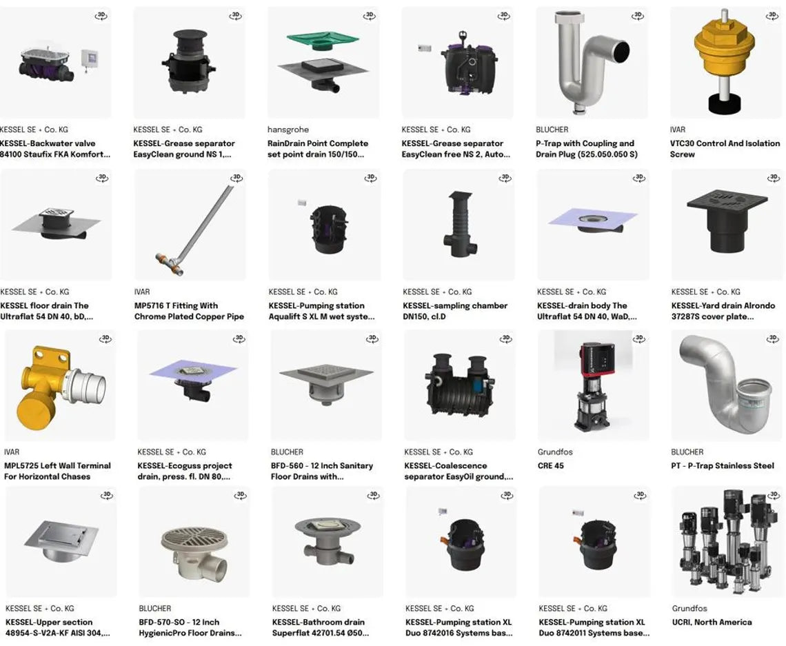 Massive Plumbing Revit Library-1500MB Families collection  Sanitary & Water Supply Families  Pipes, Fixtures, Valves, Pumps