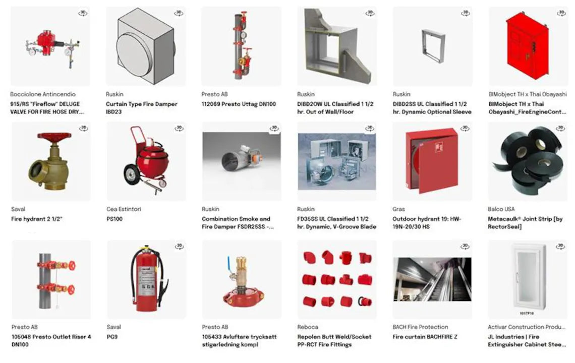 Firefighting Fire Alarm Revit BIM Library  Sprinklers, Hydrants, Detectors (Download)